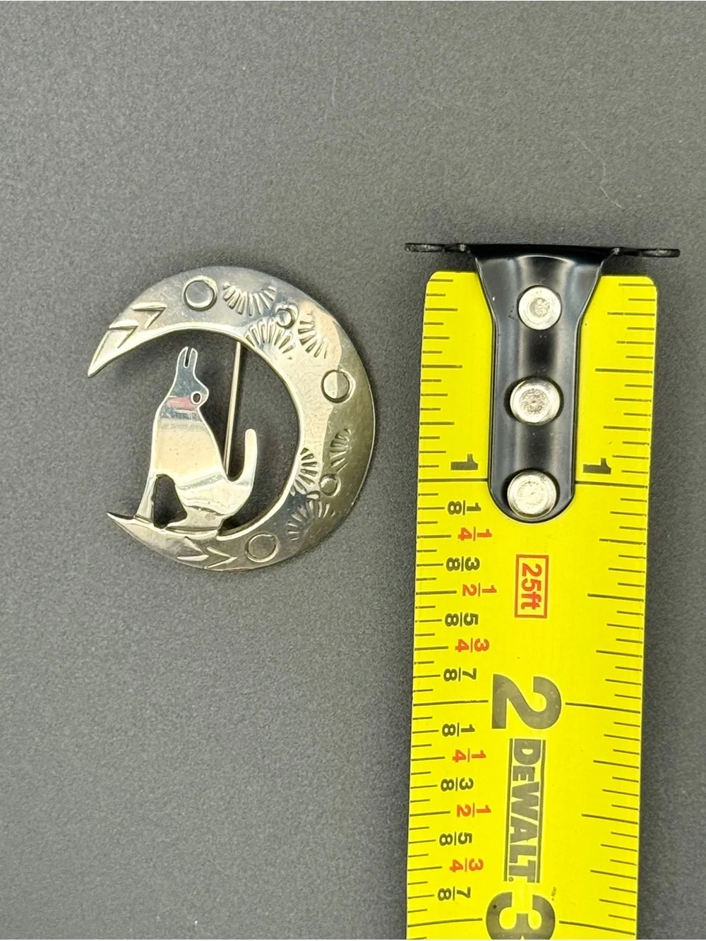 Vintage Taxco Mexico .925 Sterling Silver Wolf Howling at Moon Brooch Pin